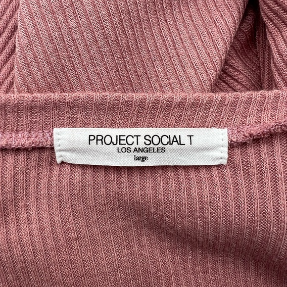 Project Social T Mauve V-neck Ribbed Knit V-neck Top - Large - Picture 5 of 6